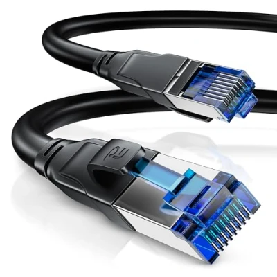 Immagine di CSL cavo di rete CAT.8, 40 Gbit, LAN, dati CAT8, ad alta velocità, Gigabit Ethernet, 40000 Mbit, velocità in fibra, S/FTP PIMF, schermatura, connettore RJ45, nero