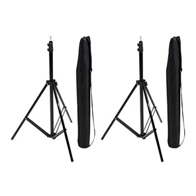 Immagine di Amazon Basics Supporto per Illuminazione Fotografica in Alluminio da 2,04m con Custodia Foto Studio ed Esterna, 1,22kg, Carico Massimo 3,17kg, Regolabile e Compatto, Confezione 2 Nero