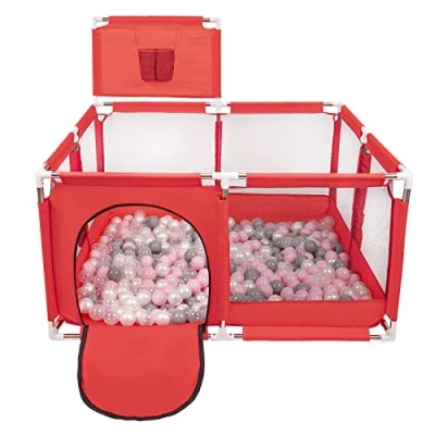 Immagine di Selonis Recinto Per Bambini Con 100 Palline Colorate 6 Cm, Rosso:Perla/Grigio/Trasparent/Rosa Chiaro
