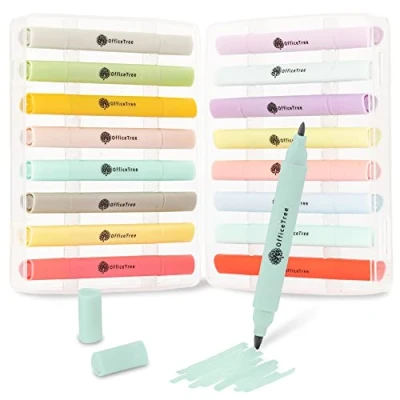 Immagine di OfficeTree 16 pennarelli marker Mini ad alcool Colori pastello Set di Touch Twin per disegnare e dipingere