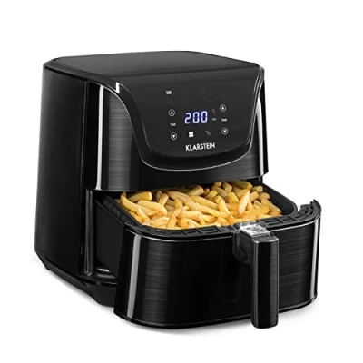 Immagine di KLARSTEIN Aero Vital Deluxe Friggitrice ad Aria, Aria Calda, Frittura Ipocalorica, 1700 Watt, Cestello da 5,4 Litri, Display LCD Touch, Accio Inox, Timer, Nero