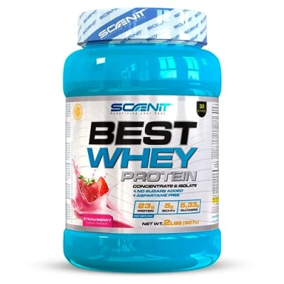 Immagine di Proteine whey Best Protein isowhey isolate isolate, in polvere, polvere whey, (907 g) (Fragola)