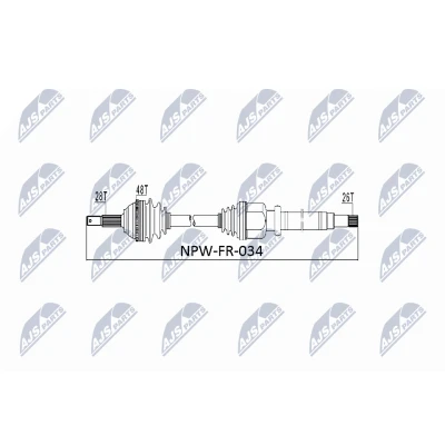Immagine di NTY NPW FR 034 Albero motore / Semiasse Assale anteriore Cambio manuale FORD: Transit Mk5 Bus