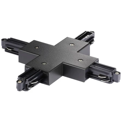 Immagine di Nordlux Link Componente per sistema su binario ad alta tensione Connettore a X Nero 86079903 Connector