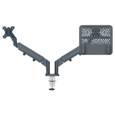 Immagine di Leitz Ergo Braccio Doppio per Monitor e PC a molla, Schermi fino 32&quot; ad un Peso di 9 kg, Salvaspazio ed Ergonomico, Grigio Scuro, 65380089