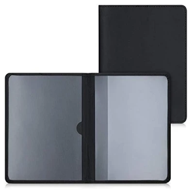 Immagine di kwmobile Custodia in Pelle PU per Libretto Circolazione Auto Cover Portalibretto con Scomparti Tessere Patente Foderina Porta Documenti nero