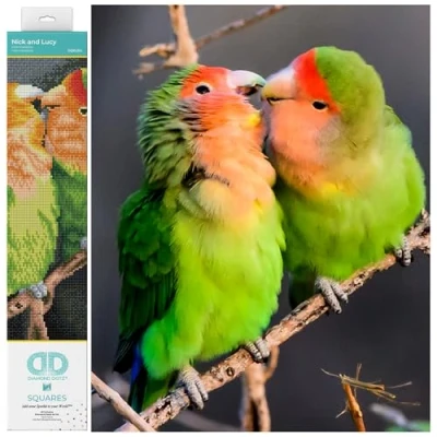 Immagine di DIAMOND DOTZ Birds Kit Intermedio DQ10, Colore Pesca di Fronte Amore Uccelli, 41 x cm, DQ10.014