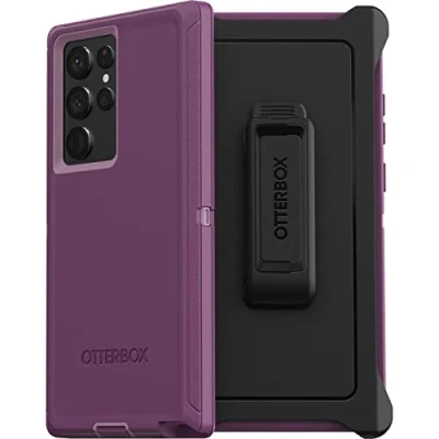 Immagine di OtterBox Custodia per Galaxy S22 Ultra Defender, viola felice, robusta e durevole, con protezione le porte, include fondina clip cavalletto