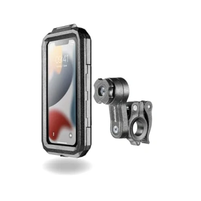 Immagine di INTERPHONE QUIKLOX 2 in 1 Custodia Rigida Impermeabile Universale Smartphone fino a 6.5&quot; Supporto Cellulare per Moto Sistema Modulare Attacco Manubrio Incluso