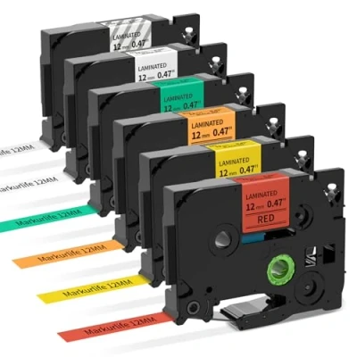Immagine di Nastro Markurlife Compatibile In sostituzione di Brother TZe TZ Tape 12mm 0,47 Laminated 231 131 431 531 631 731 per Etichettatrice P Touch 1000 PT H107B H105 Cube