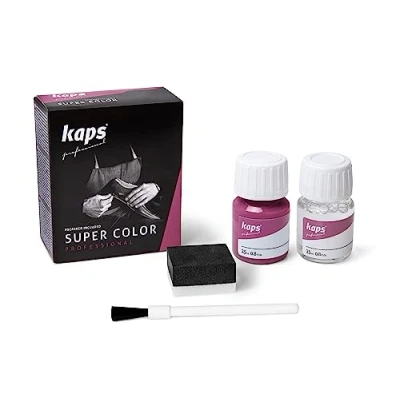 Immagine di Kaps Tinta Super Color + Preparatore (25 ml ognuno), Colorante Professionale per Pelle Naturale, Tela, Ecopelle, Nutre e Ripara le Scarpe in (161 Magenta)