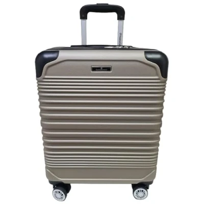 Immagine di Trolley rigido utilizzabile come bagaglio a mano, approvato dalla maggior parte delle compagnie aeree low cost, 55 cm, Misure x 40 20 cm Marchio Nazareno Gabrielli (CHAMPAGNE/ORO)