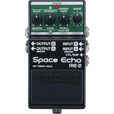 Immagine di BOSS RE 2 Space ECHO Pedale con Effetti Tape Echo, Delay e Riverbero. Una Replica Moderna Compatta del Leggendario Roland 201 Echo. Completamente Stereofonico. Riverbero a Molla