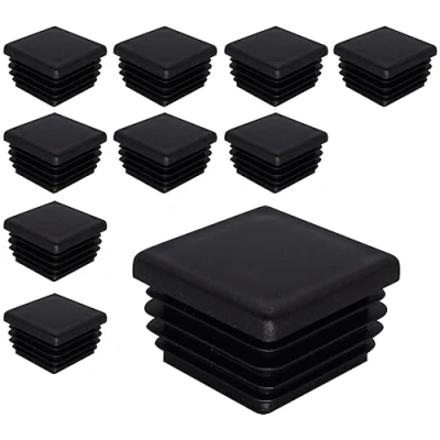 Immagine di SKIR&#039;CO tappi quadrati in plastica, 35 x mm, per tubi opachi, inserti quadrati, pali recinzioni, colore nero RAL 9005, 10 pezzi