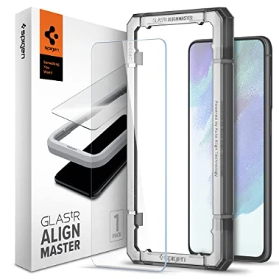 Immagine di Spigen AlignMaster Vetro Temperato Compatibile con Samsung Galaxy S21 FE 5G, 2 Pezzi, Installazione Semplice Cornice di Allineamento, Cristallino, Durezza 9H Pellicola prottetiva