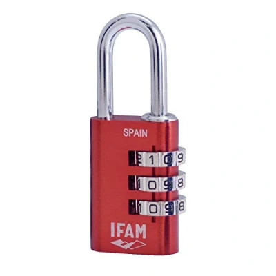 Immagine di IFAM Lucchetto a Combinazione Col Combi, 30 mm, Colore Rosso, Massima Sicurezza, Ideale per Valigie e Armadietti della Palestra o Scuola, con Chiave Più di 1.000 Combinazioni, Leggero