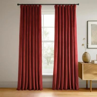 Immagine di HPD Half Price Drapes Signature VPCH 180105 84 Tende oscuranti in velluto per camera da letto, 127 x 213 cm (1 pannello), colore: ruggine cremisi