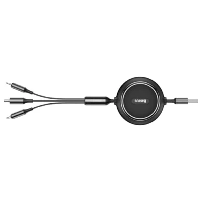 Immagine di Baseus Cavo regolabile 3 in 1, USB, Lightning/Type C/Micro 1,20 m, nero, 3,5 A (CAMLT JH01)