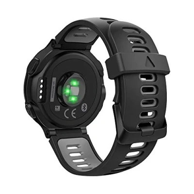 Immagine di MoKo Cinturino Compatibile con Forerunner 735XT/220/230/235/235 Lite/620/630/Approach S20/S6/S5, Morbido Braccialetto di Ricambio in Silicone Nero e grigio