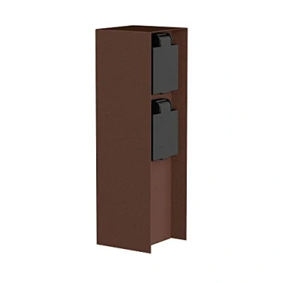 Immagine di ledscom.de pilastro di presa da giardino POMI per esterni, IP44, a 2 vie, acciaio inox, marrone, angolare, 23 cm, esterno, giardino, torre presa,