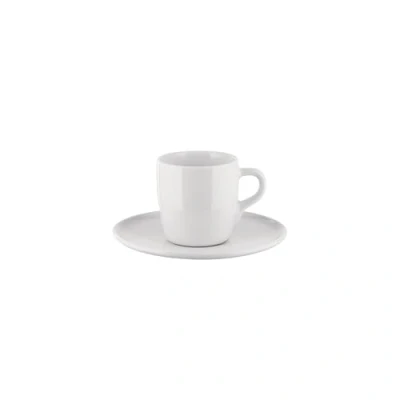 Immagine di Alessi Itsumo NF07/76S Set di Una Tazza da Caffè Design, con Sottotazza, Uso Quotidiano, Estetica Minimale, in Porcellana Bianca, Diametro 12.5 cm