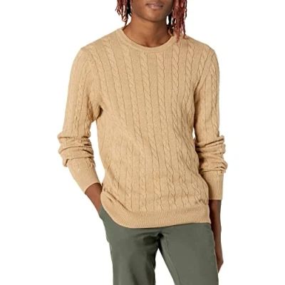 Immagine di Amazon Essentials Maglione a Girocollo in Cotone Coste Uomo, Cammello Puntinato, XXL