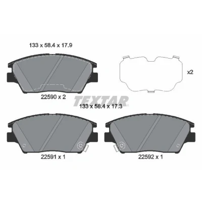 Immagine di TEXTAR 2259001 Kit pastiglie freno con segnalatore acustico usura SSANGYONG: Tivoli SUV, Korando IV XLV SUV