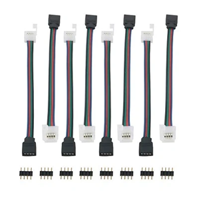 Immagine di GTIWUNG 4pin RGB del Connettore di Estensione Cavo per 10mm 5050 LED Light Strip, Luce Striscia, Maschio a 4 pin