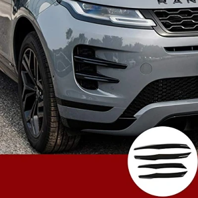 Immagine di YIWANG ABS Cromato Nero Lucido Auto Anteriore Fendinebbia Strisce Trim Sticker 4 pz Per RangeRover Evoque 2019 2020 Accessori