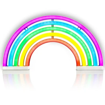 Immagine di Lampada da parete a LED forma di arcobaleno, effetto luce al neon, per camera dei bambini
