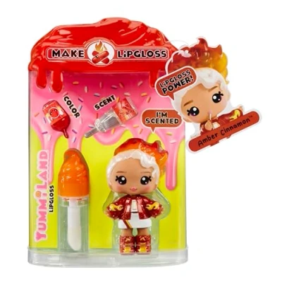 Immagine di Yummiland Lip Gloss Doll Amber Cinnamon Include Kit di Lucidalabbra Fai da te, Età 4+