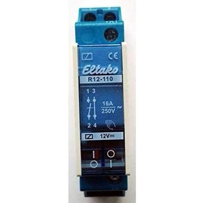 Immagine di Eltako 22110054 Relè di commutazione Tensione nom.: 12 V Corrente commut. max.: 8 A 1 NA, NC pz.