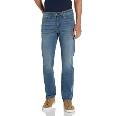 Immagine di Amazon Essentials Jeans Elasticizzati con Taglio Dritto Uomo, Blu Medio Vintage, 36W / 34L