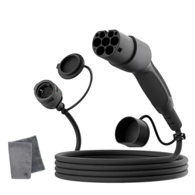 Immagine di dé Adattatore Tipo 2 a Schuko [3m 16A] alla Presa di Ricarica per Auto elettrica Schuko, caricare AMI, e Bike, Scooter, Moto presso stazioni ricarica/wallbox Non V2L
