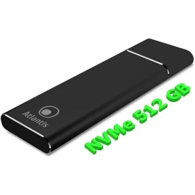Immagine di Atlantis SSD Esterno Portable M.2 NVME da 512GB. Type_C USB 3.1, PCI Express Alluminio Satinato NERO