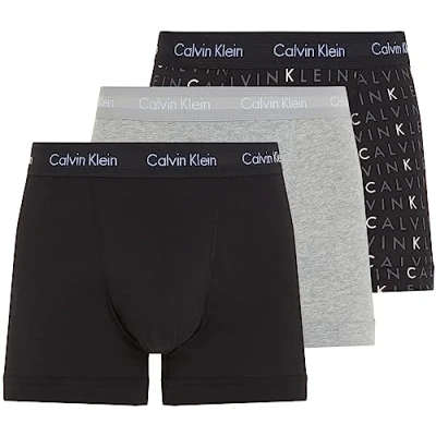 Immagine di Calvin Klein Boxer Uomo Confezione da 3 Cotone Elasticizzato, Multicolore (Black/Grey Heather/Subdued Logo), L