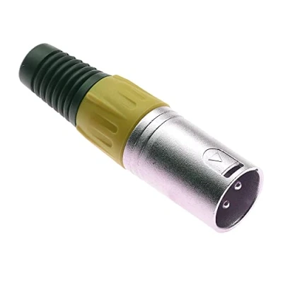 Immagine di Keple Spina XLR A 3 Poli, Gialla Jack Audio Microfonica Maschio DMX, Adattatore Nichelato, Connettore Di Costruzione Metallica Con Alloggiamento In Plastica