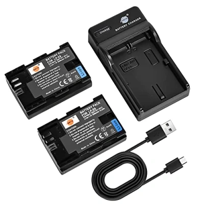 Immagine di DSTE LP E6 Batteria per fotocamera (2 pezzi) e caricatore compatibili con Canon EOS 5D Mark II, III, 5DS, 6D, 7D, 60D, 60Da, 70D, 7D III