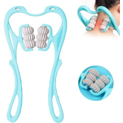 Immagine di Massaggiatore del rachide cervicale,Massaggiatore Cervicale con sei ruote,Massaggiatore due punti di massaggio,Massaggio profondo per alleviare il dolore al collo, ottimo l&#039;home office
