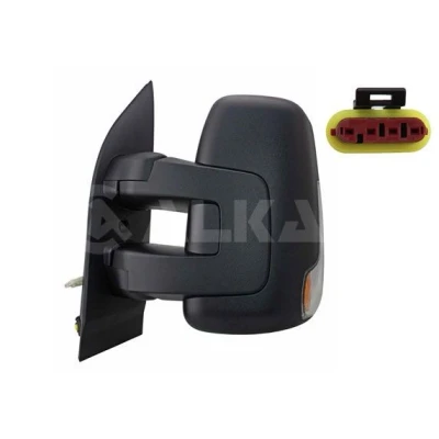 Immagine di specchio retrovisore esterno Alkar 9201250 Sx manuale con sensore temperatura, a grandangolo, Braccio corto, convesso per veicol