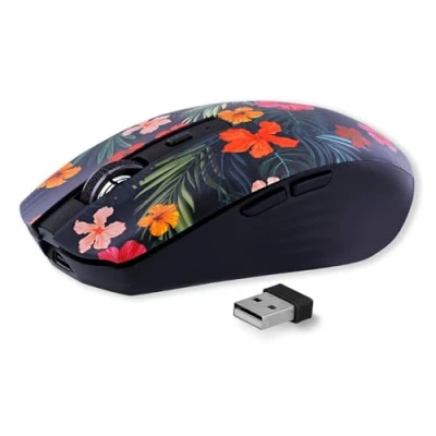 Immagine di T&#039;nB Mouse Wireless Design, Dual Mode Bluetooth e USB A, ricaricabile ad alta autonomia, silenzioso, precisione 1600 DPI, 6 pulsanti, compatibile con Windows, Linus MacOs Modello Amazonia
