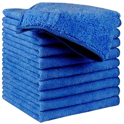 Immagine di HIDMD Panni di Pulizia in Microfibra per Spolverare Cucina Tavoli Specchi Ufficio Auto Confezione da 10 Unit¨¤ 30cm x Blu