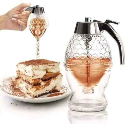 Immagine di Jadeshay Dispenser per Miele, 200ml Contenitore Miele/Dispenser con Supporto,Contenitore di Miele Sciroppo Portatile