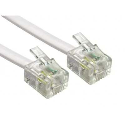 Immagine di Cavo Piatto Telefonico RJ11 a 6P4C Modem Router Fax ISDN DSL VDSL Internet (20 Metri, Bianco)
