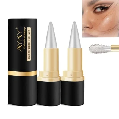Immagine di SHUOHONG 2 Pezzi Eyeliner Argento Pen, Make Up Ad Asciugatura Rapida, Trucchi Donna Water Resistant a Lunga Tenuta, Professional Eyeliner, Waterproof Antisudicio (Argento)