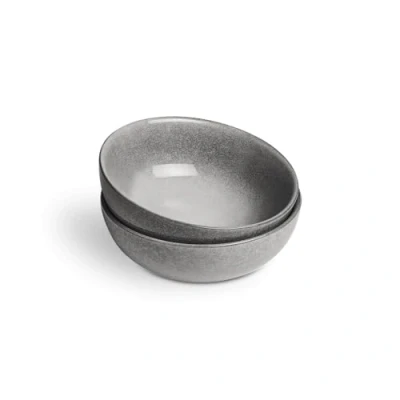 Immagine di SPRINGLANE stoviglie grigie, servizio da tavola in gres Misty Cliff (Misty Cliff, Set di 2 ciotole per cereali)