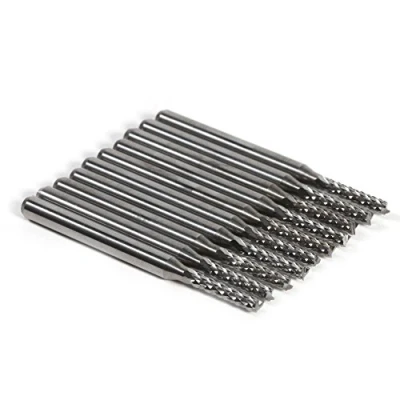 Immagine di Set di Frese in metallo duro, Akozon 10 pezzi 2mm duro per incisione intaglio Fresa SMT/CNC/PCB