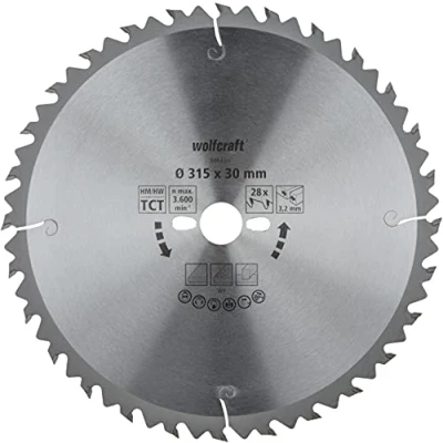 Immagine di Wolfcraft 6664000 Lama circolare in metallo duro 315 x 30 3.2 mm Numero di denti: 28 1 pz.