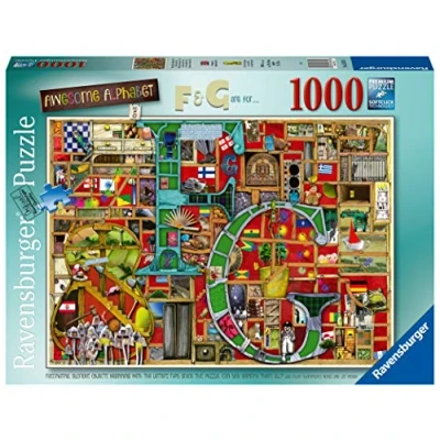Immagine di Ravensburger Puzzle Awesome Alphabet F &amp; G, Collezione Colin Thompson, Idea regalo, per Lei o Lui, 1000 Pezzi, Adulti
