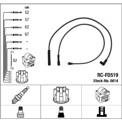 Immagine di NGK 0614 Kit Cavi Accensione 5 FORD: SCORPIO 1, Sierra Mk1 Hatchback